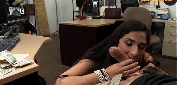  Perky tits amateur drilled by pawn guy in the back office